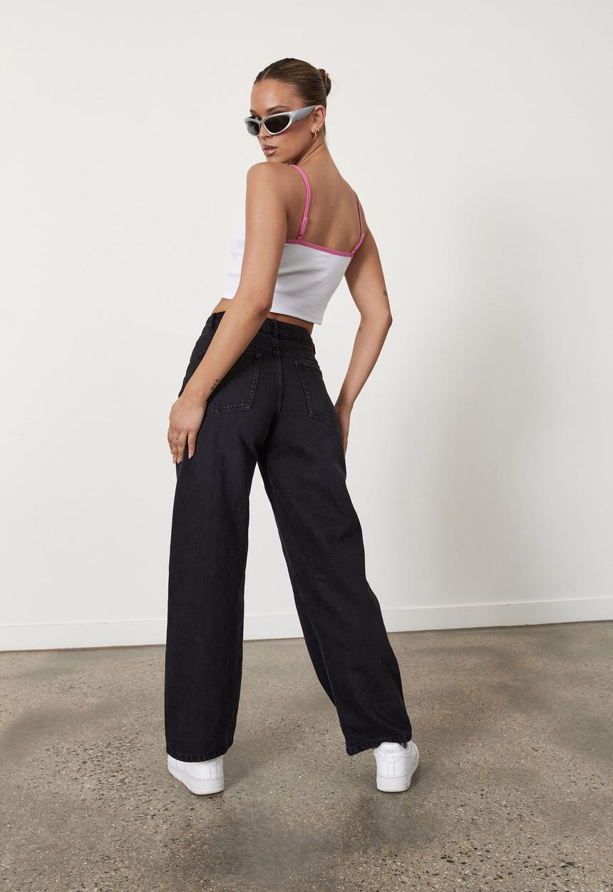 Factorie - Low rise baggy jean - washed black