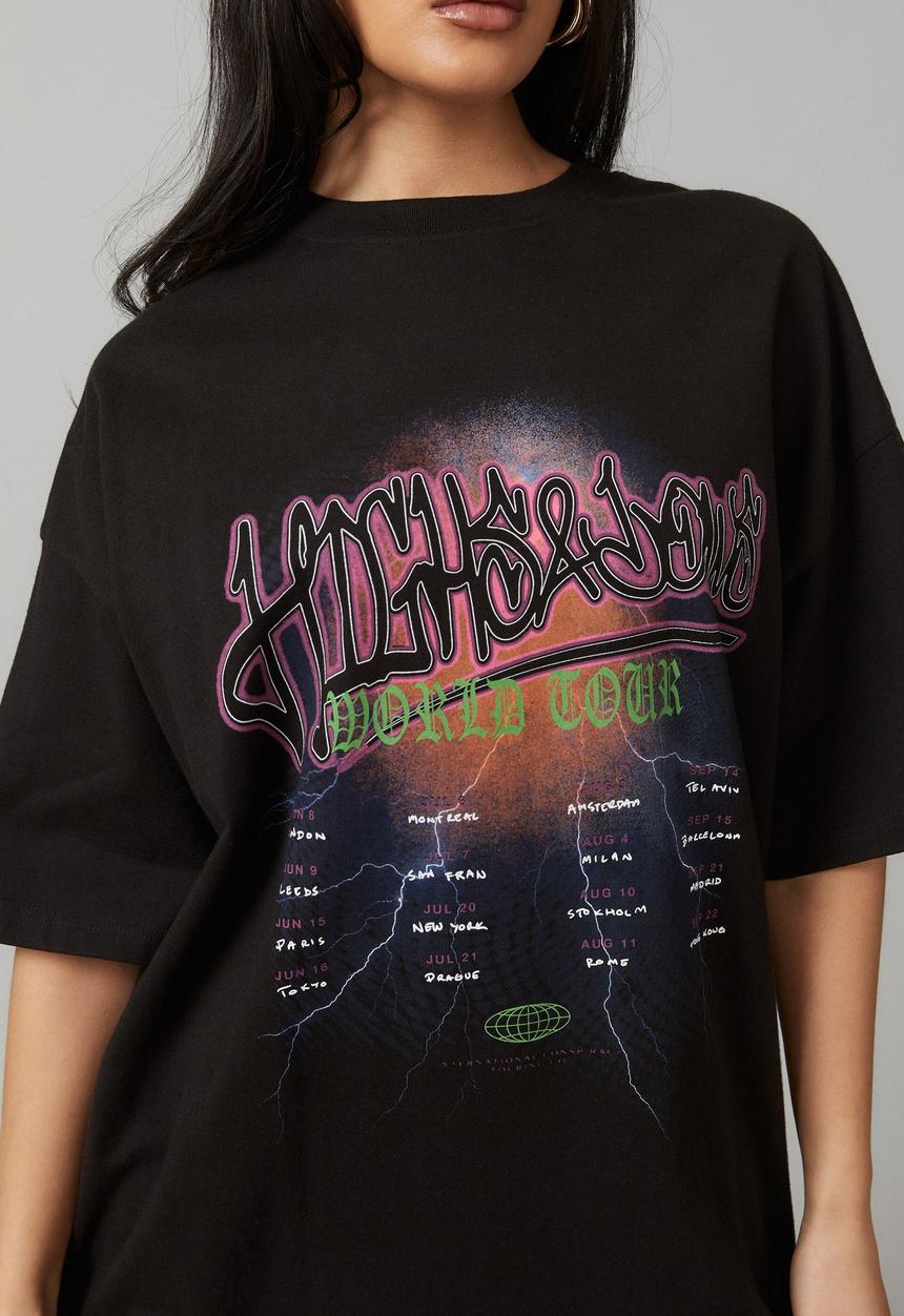 Factorie - Oversized graphic tee - highs lows/black