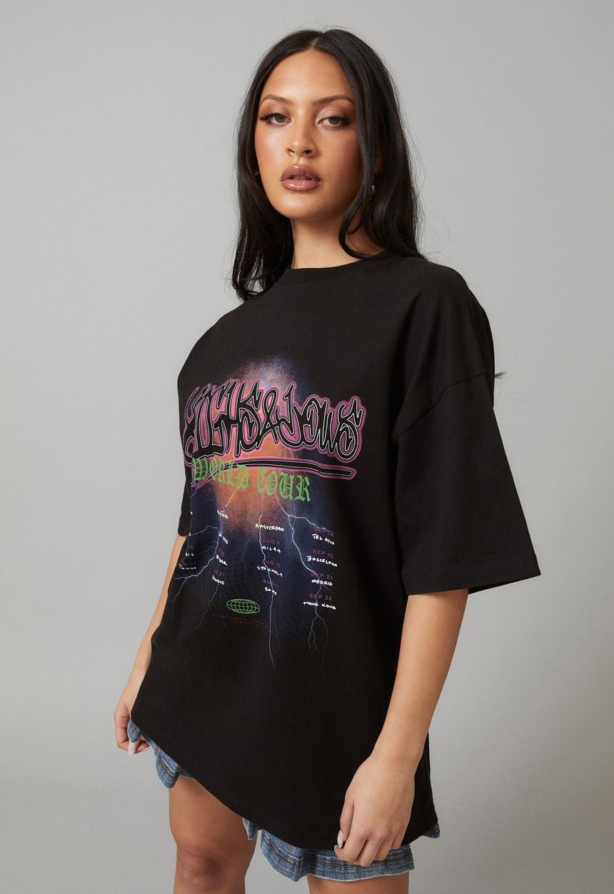 Factorie - Oversized graphic tee - highs lows/black