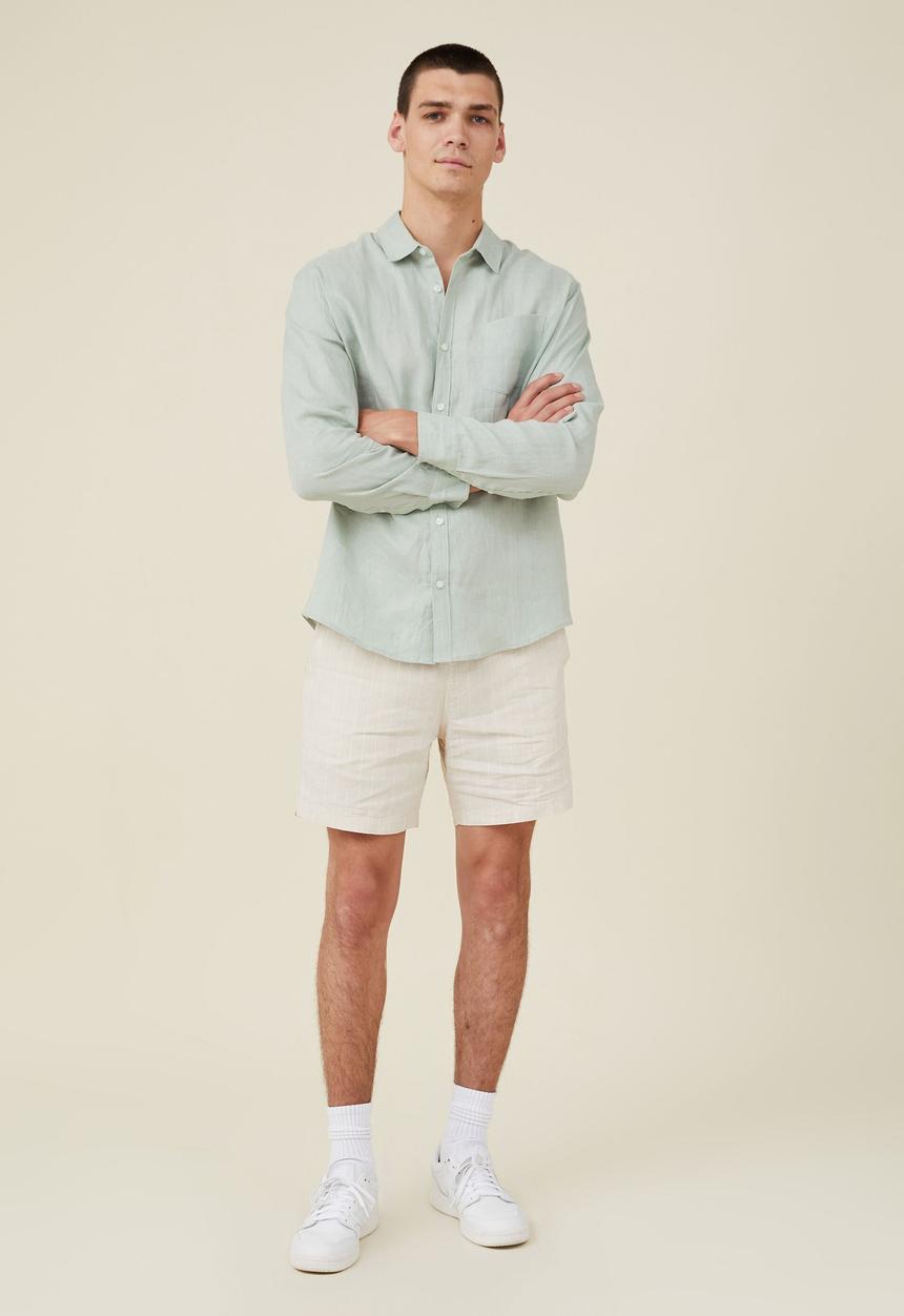 Cotton On - Linen long sleeve shirt - glass