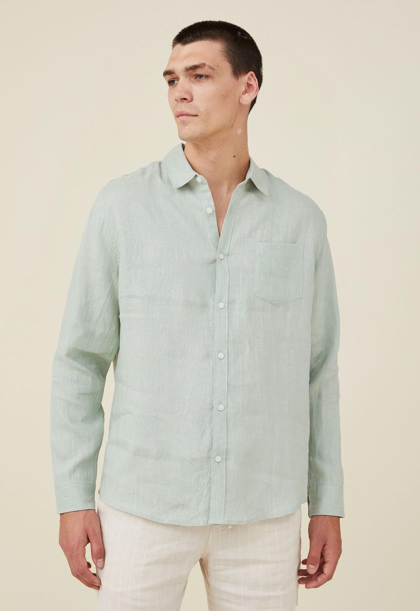 Cotton On - Linen long sleeve shirt - glass