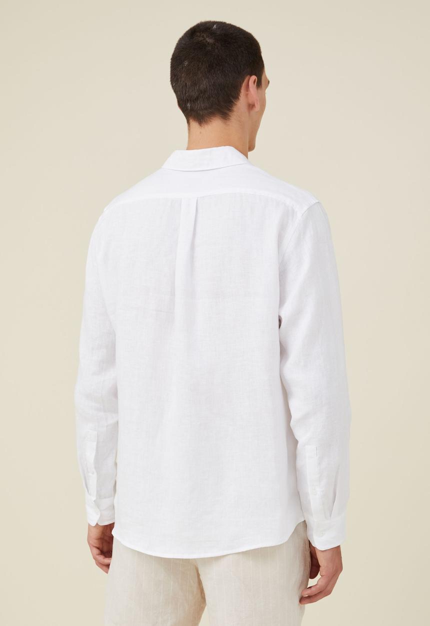 Cotton On - Linen long sleeve shirt - white