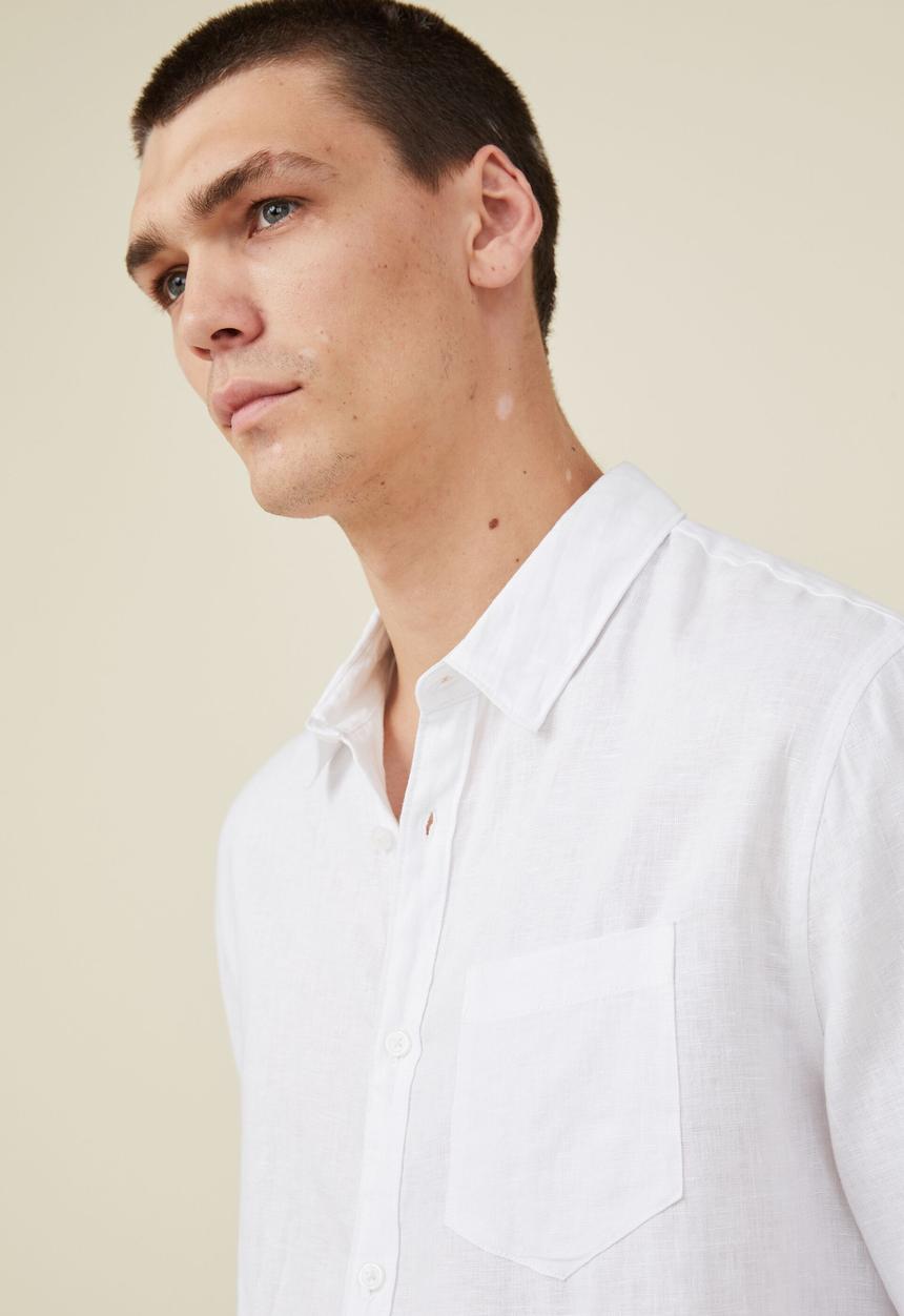 Cotton On - Linen long sleeve shirt - white