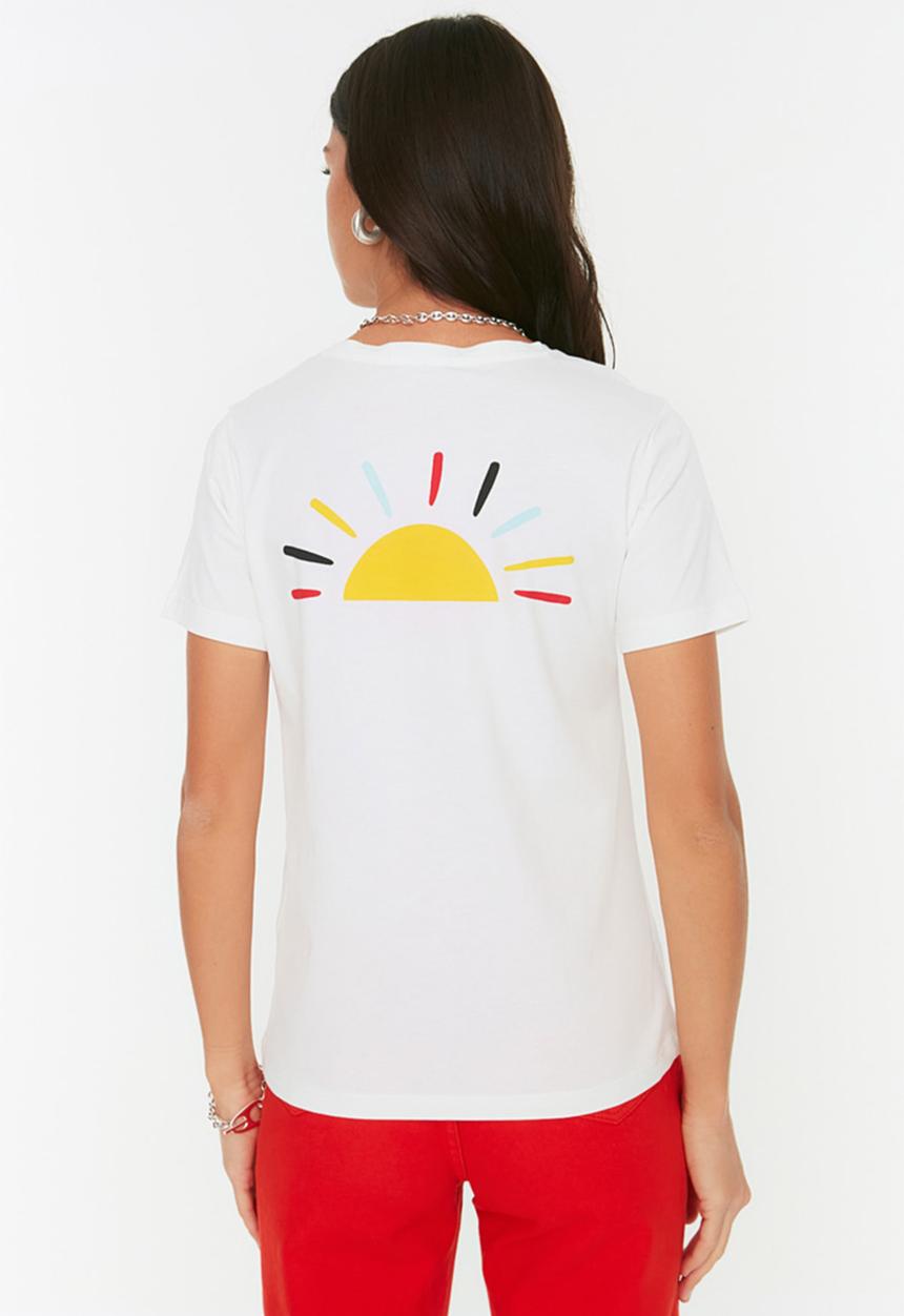 Trendyol - Back printed basic T-shirt - white