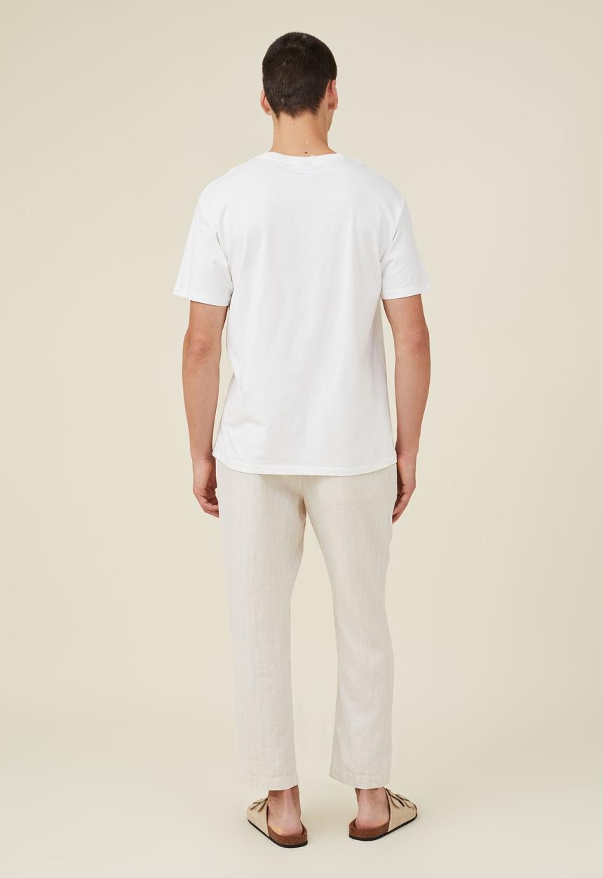Cotton On - Linen pant - oatmeal thin stripe