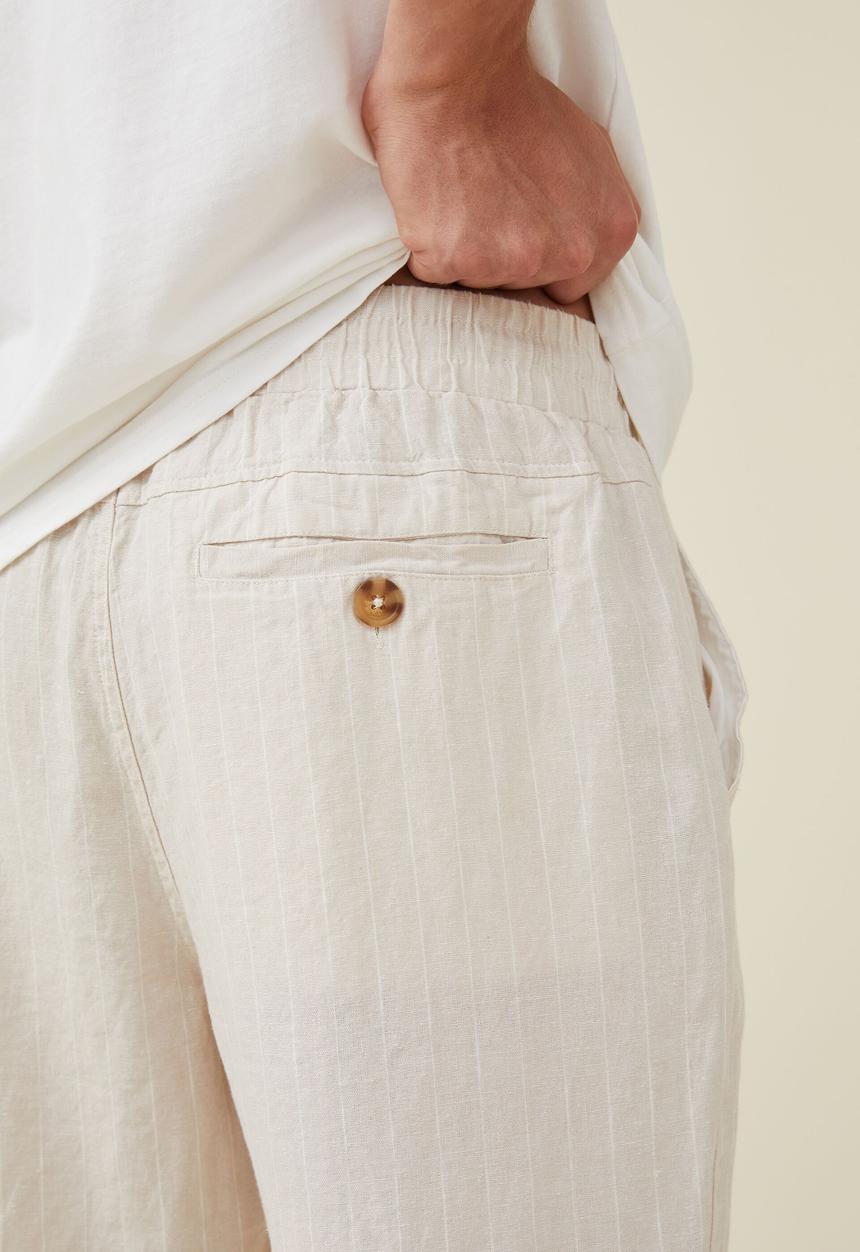 Cotton On - Linen pant - oatmeal thin stripe