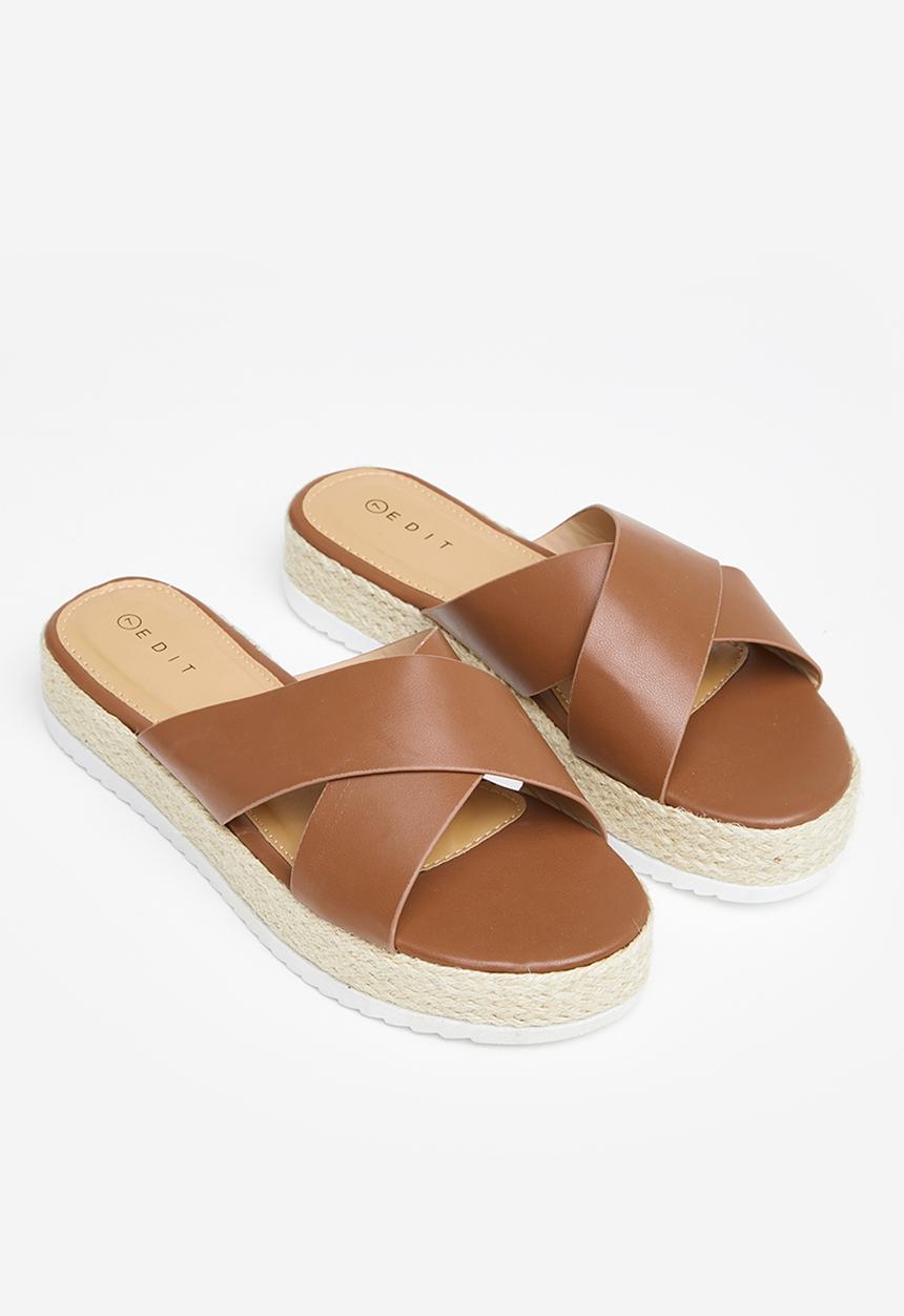 edit - Cross-strap espadrille - brown