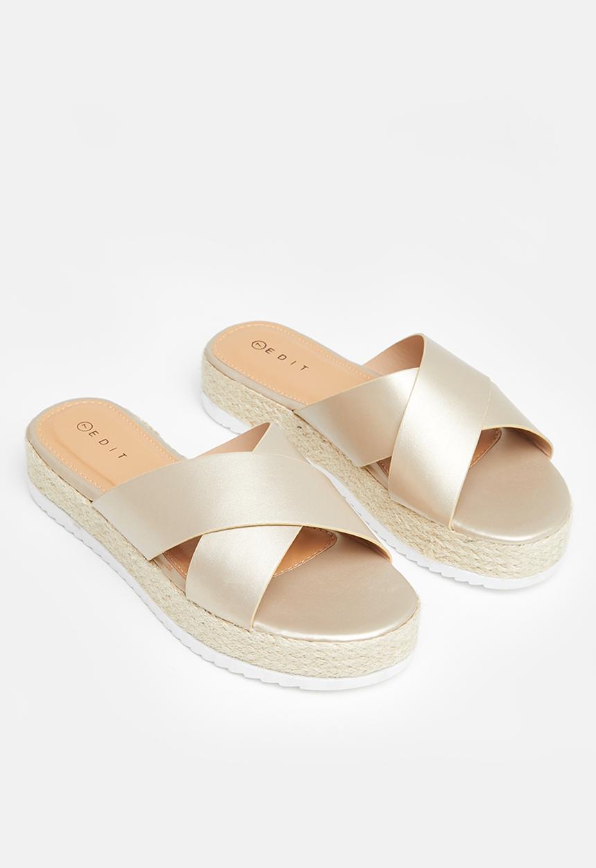 edit - Cross-strap espadrille - gold