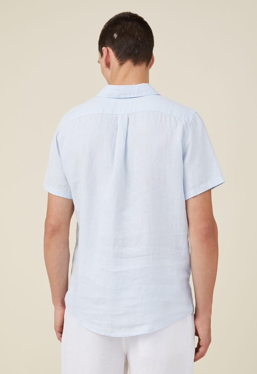 Cotton On - Linen short sleeve shirt - light blue