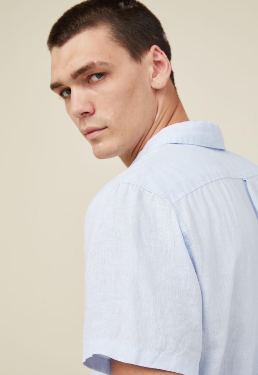 Cotton On - Linen short sleeve shirt - light blue