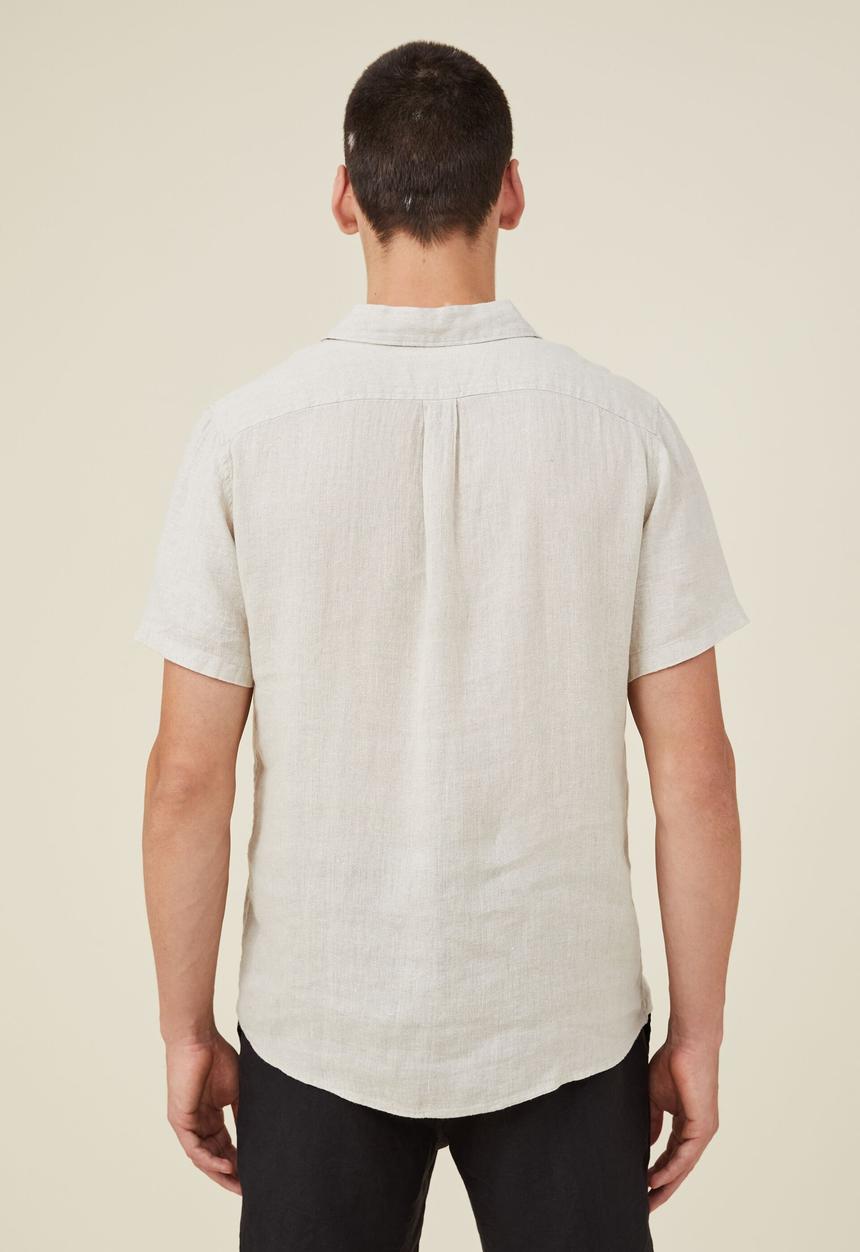 Cotton On - Linen short sleeve shirt - oatmeal