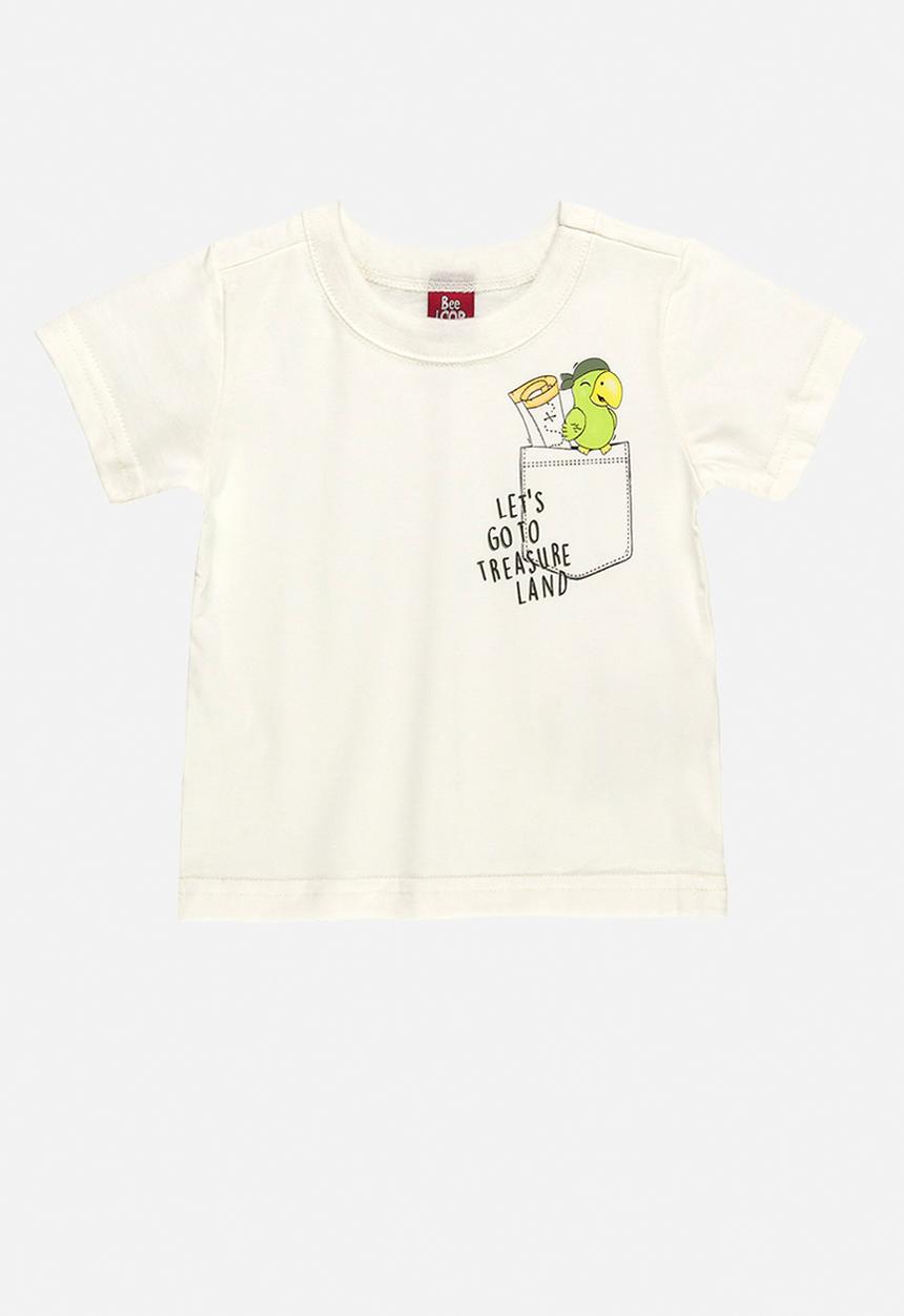 Bee Loop - Jersey tee and microfiber shorts set - off white & khaki 