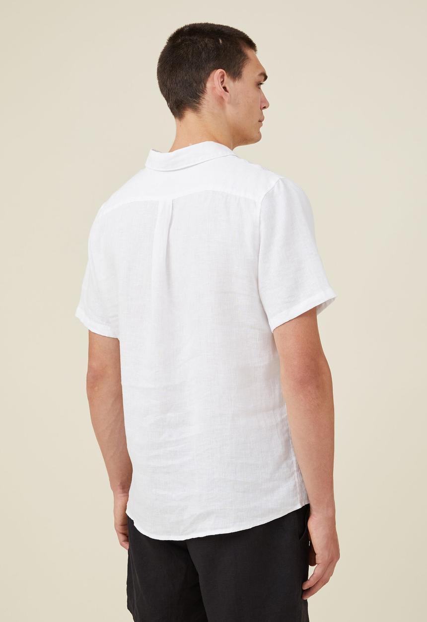 Cotton On - Linen short sleeve shirt - white