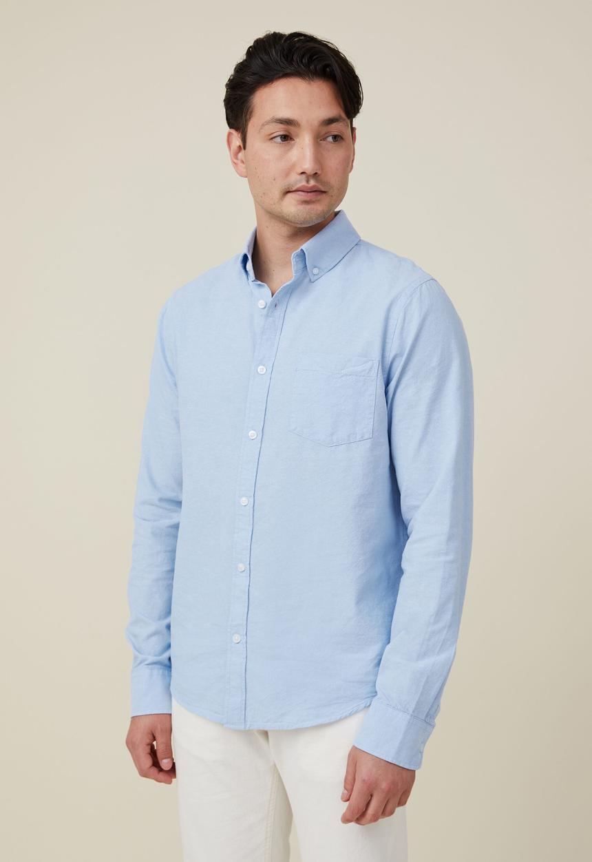 Cotton On - Mayfair long sleeve shirt - preppy blue