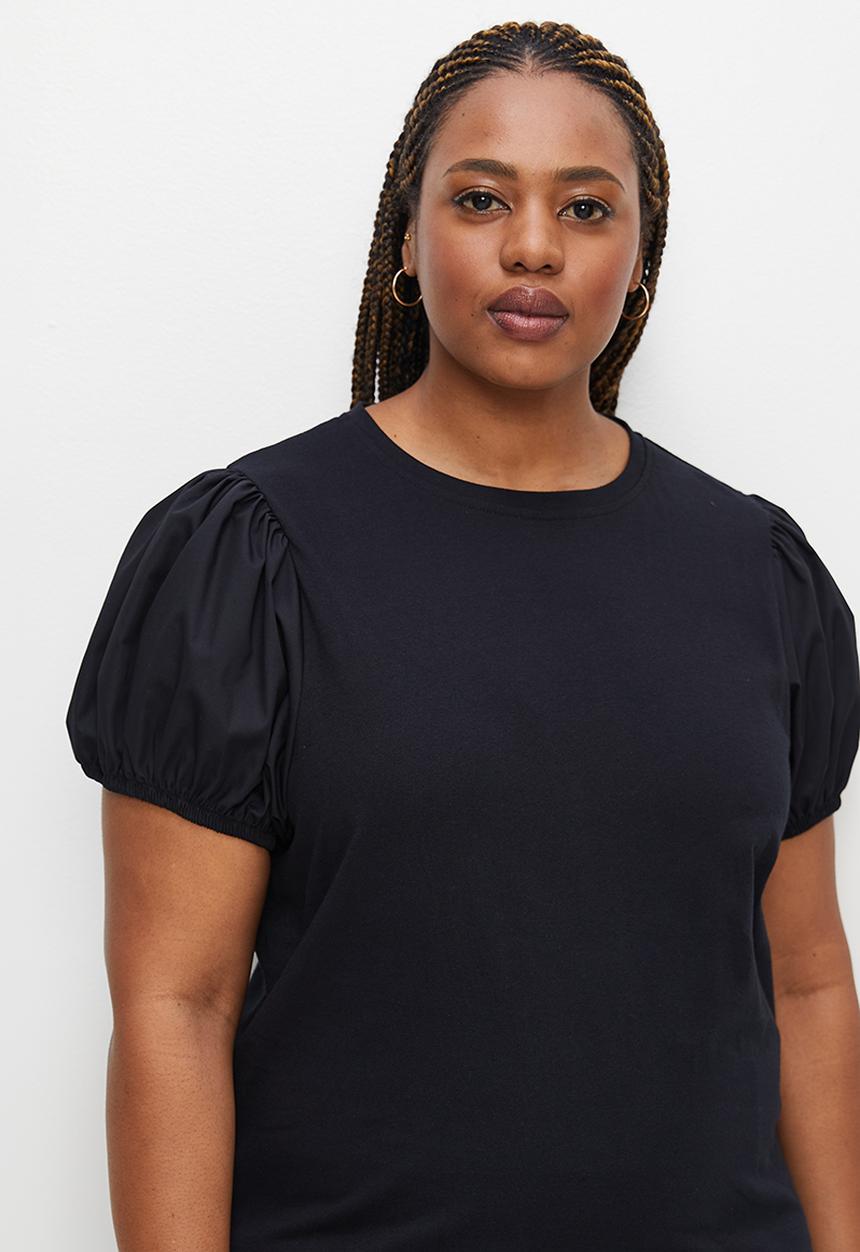 Superbalist - Poplin sleeve top - black
