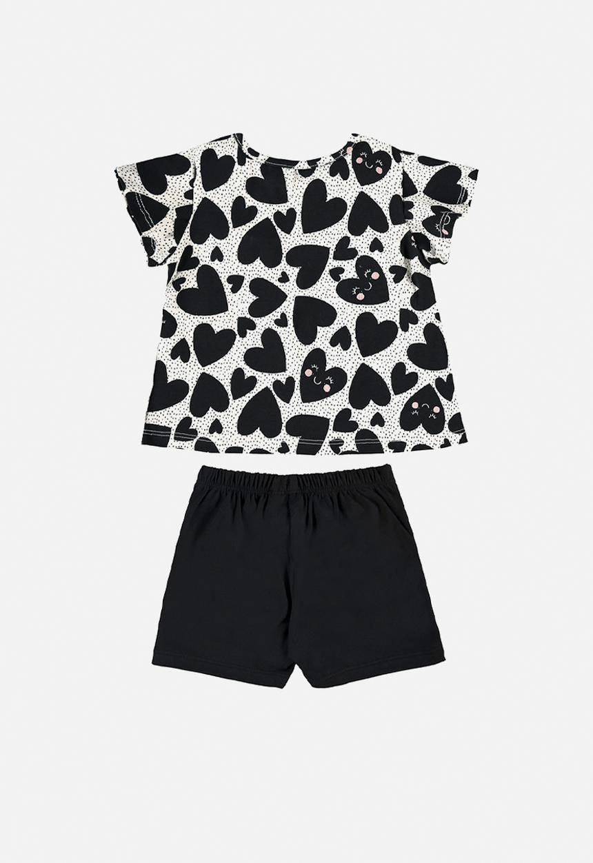 Quimby - Elastane jersey blouse and shorts - black