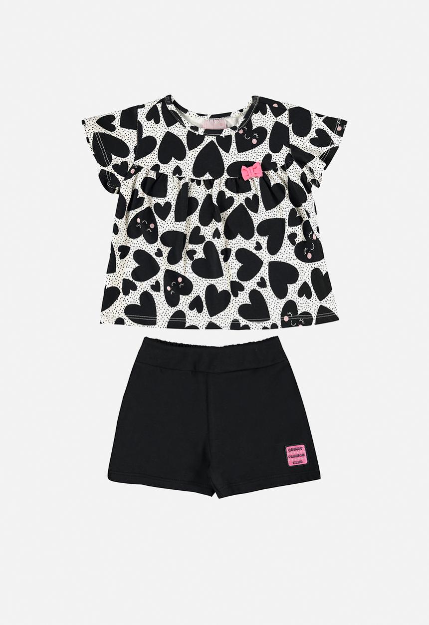 Quimby - Elastane jersey blouse and shorts - black