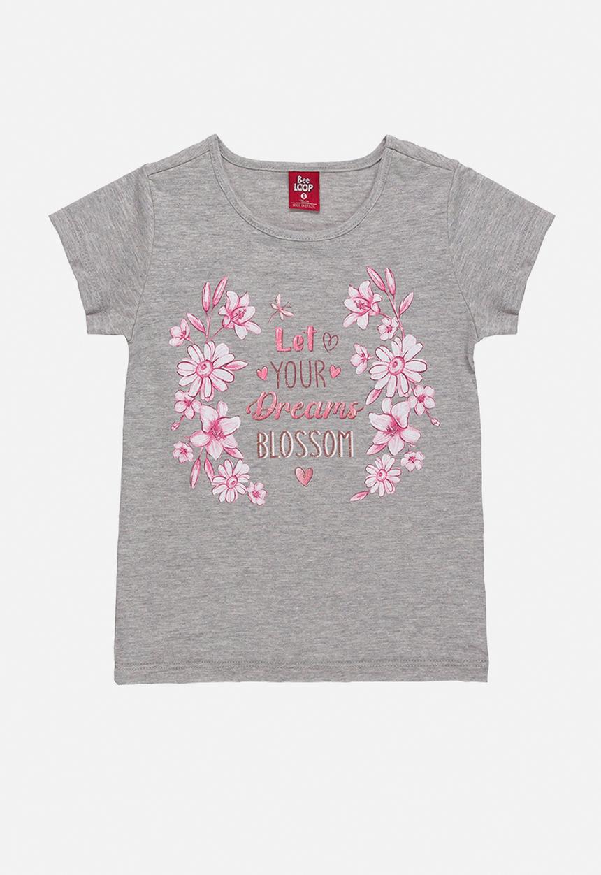 Bee Loop - Jersey blouse and shorts-skirt set - grey & pink