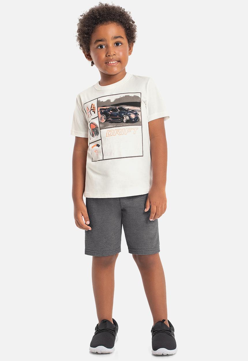 Bee Loop - Jersey T-shirt and shorts set - off white & grey 