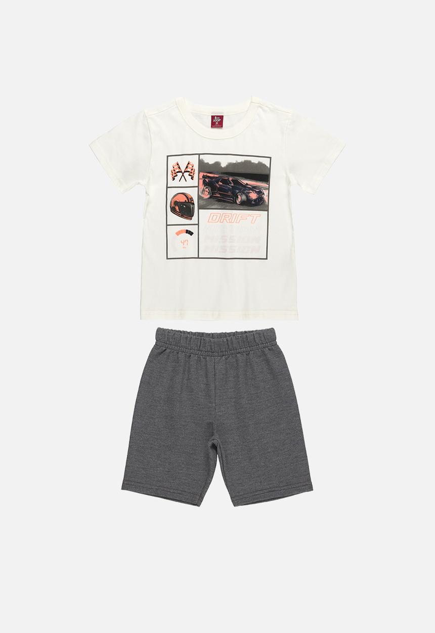 Bee Loop - Jersey T-shirt and shorts set - off white & grey 