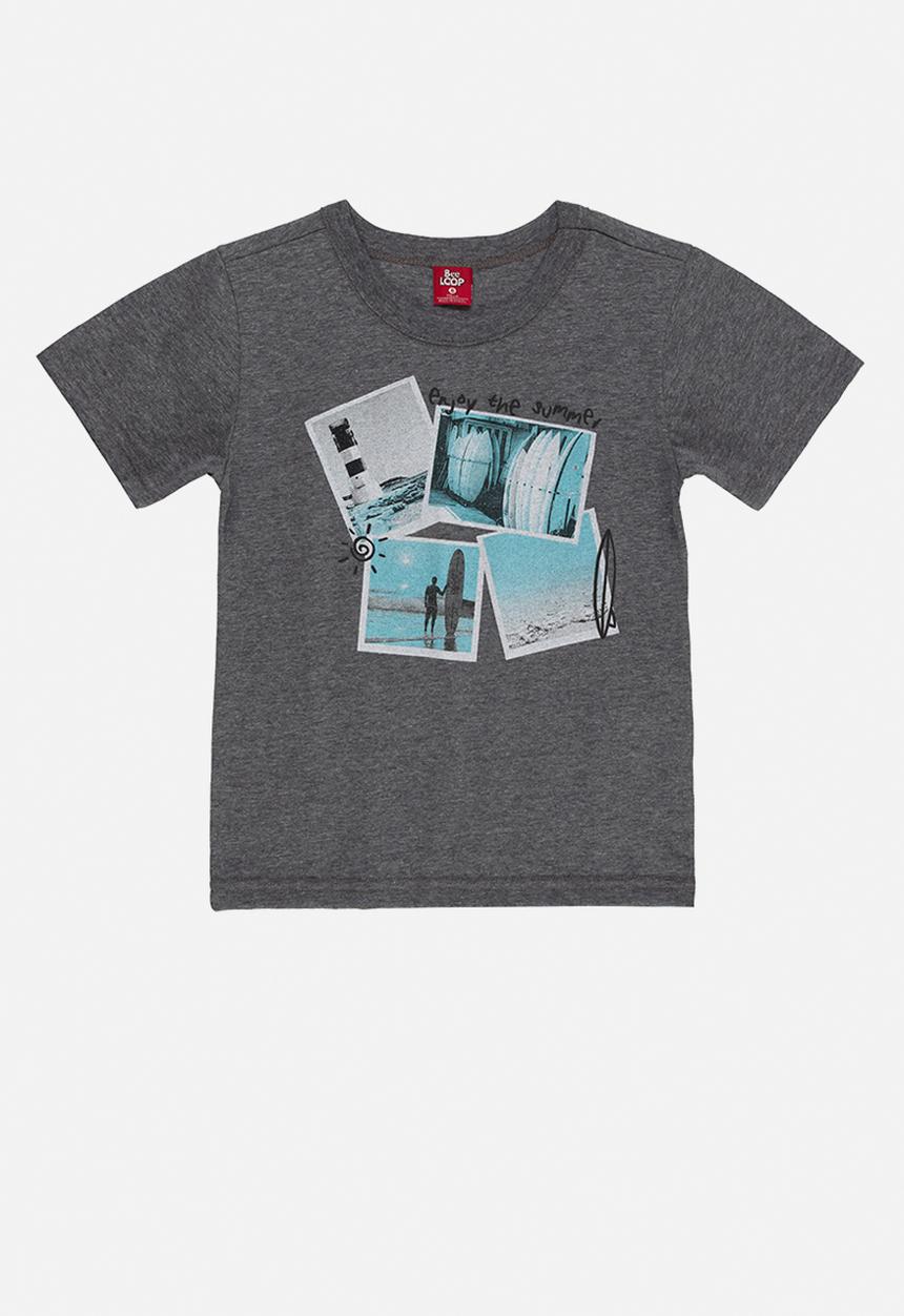 Bee Loop - Jersey tee and microfiber shorts set - dark grey & blue 