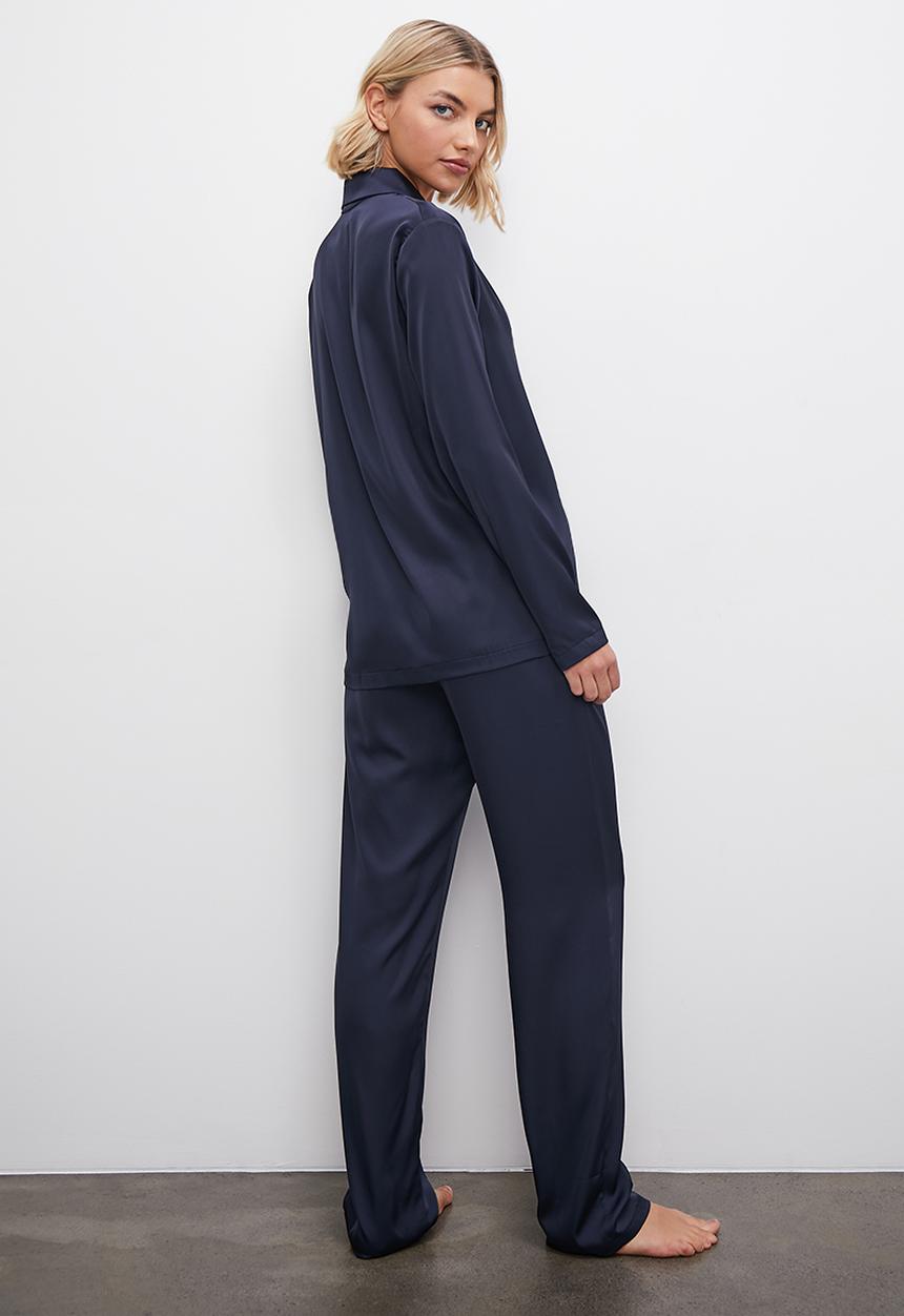 Superbalist - Satin sleep shirt & pants set - ink