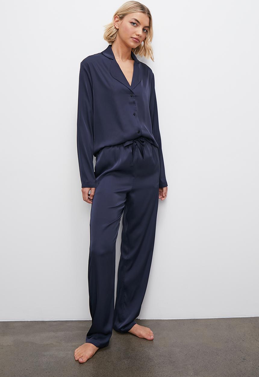Superbalist - Satin sleep shirt & pants set - ink