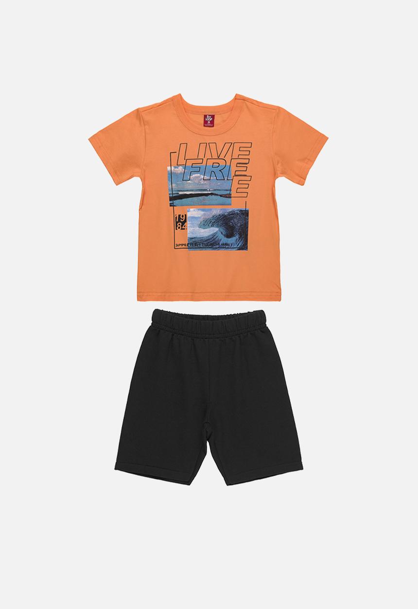 Bee Loop - Jersey T-shirt and shorts set - orange & black 