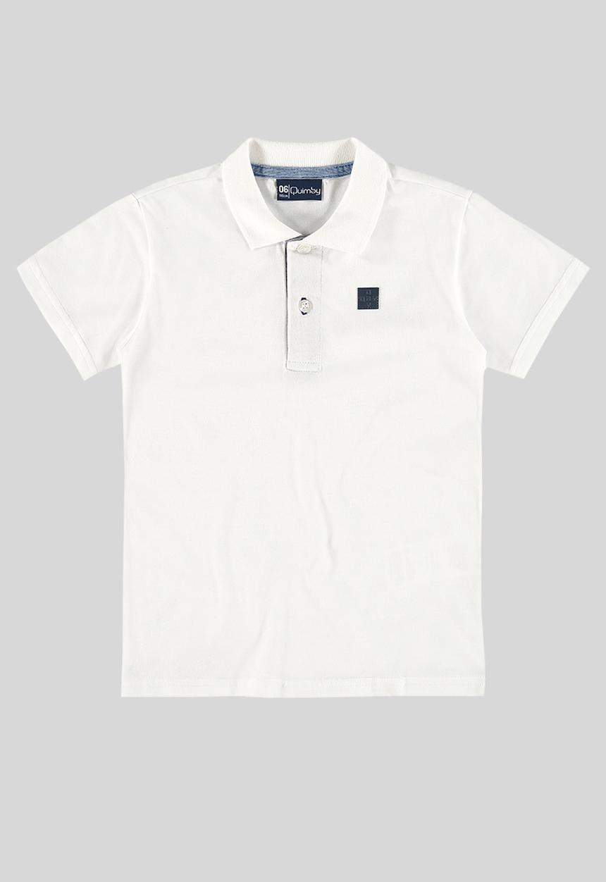 Quimby - Single jersey polo shirt - white