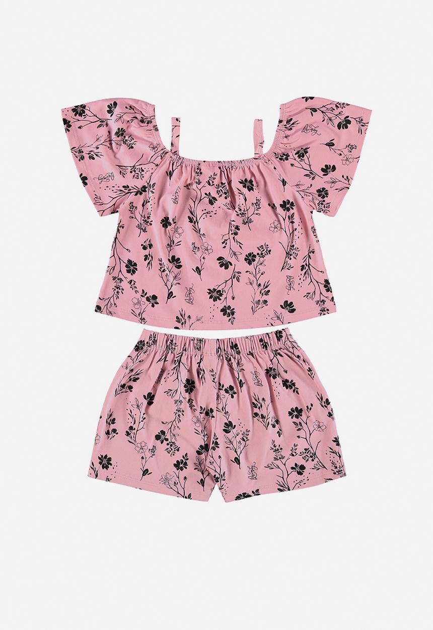Quimby - Elastane jersey crop top and shorts - pink