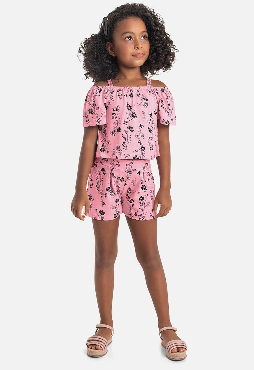 Quimby - Elastane jersey crop top and shorts - pink