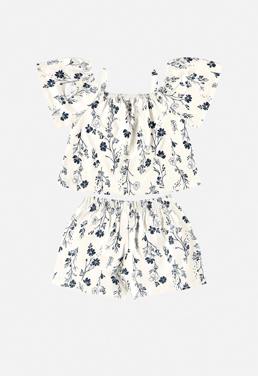 Quimby - Elastane jersey crop top and shorts - white