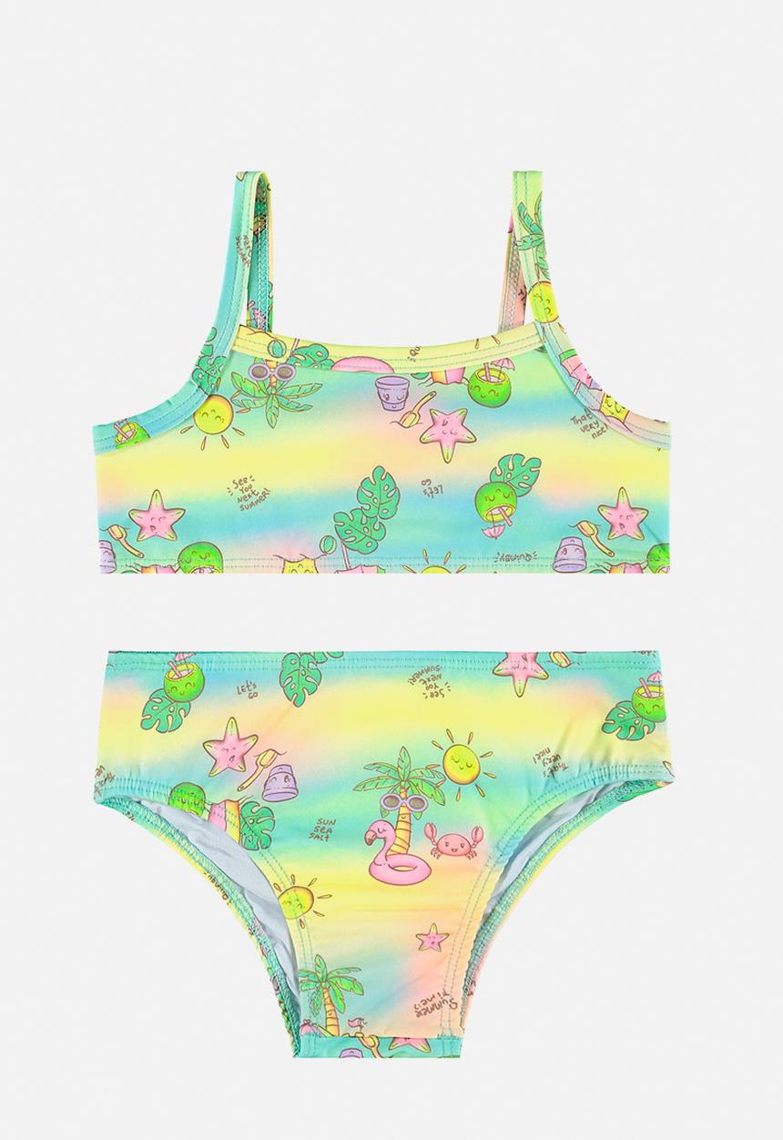 Quimby - Upf 50+ sun protection swimming bikini - yellow & blue