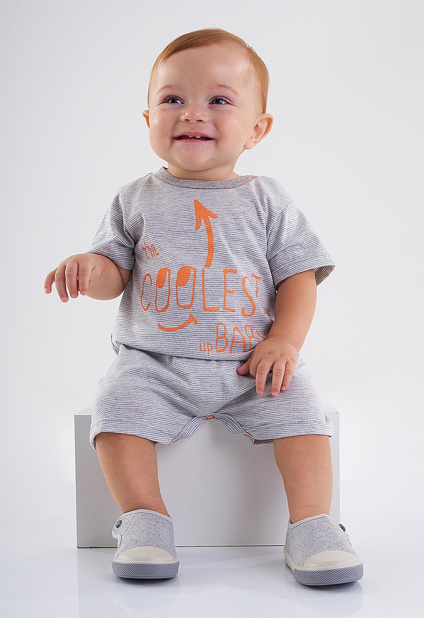 UP Baby - Yarn dyed single jersey romper - grey