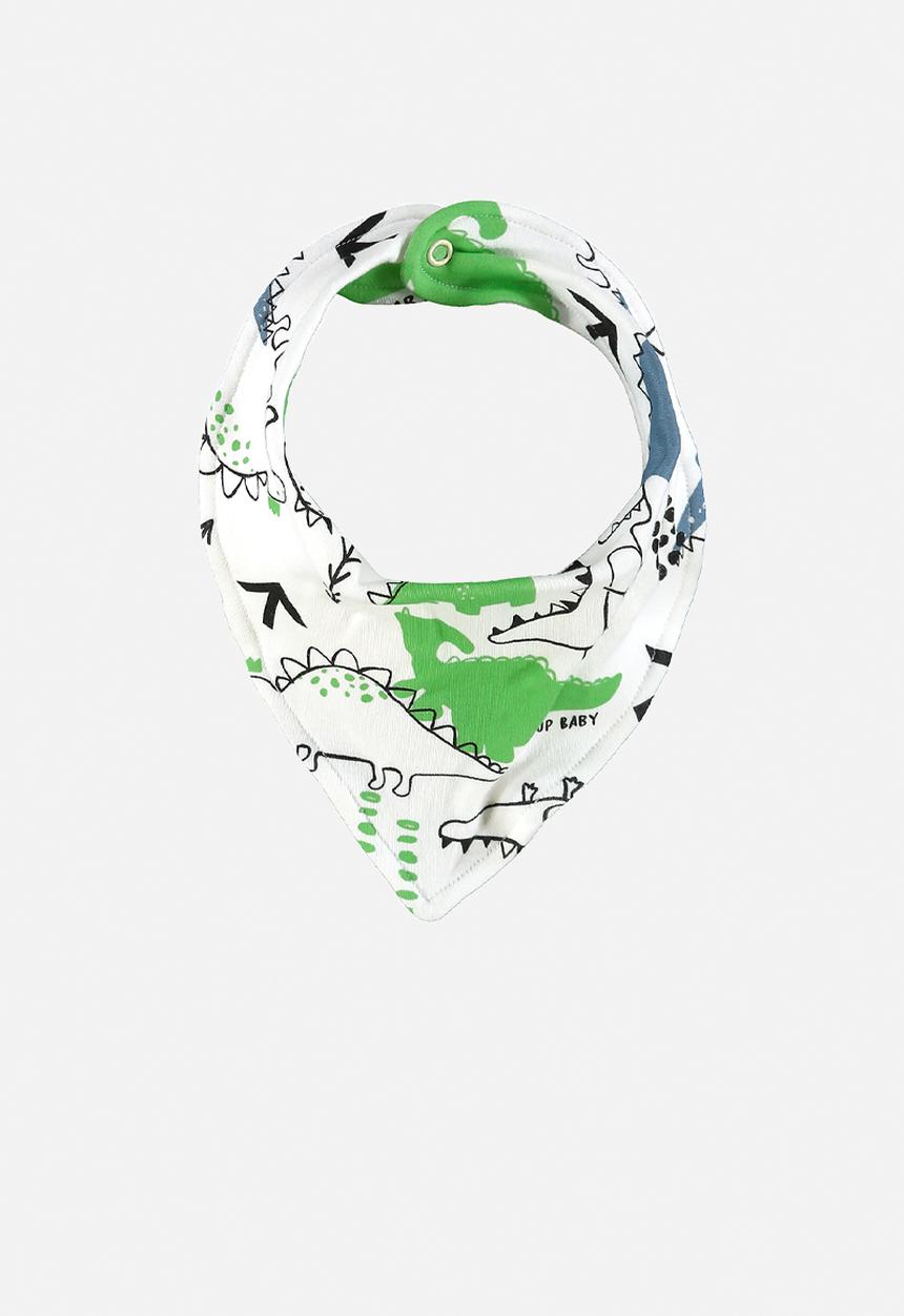 UP Baby - Soft jersey cotton bib - off white & green