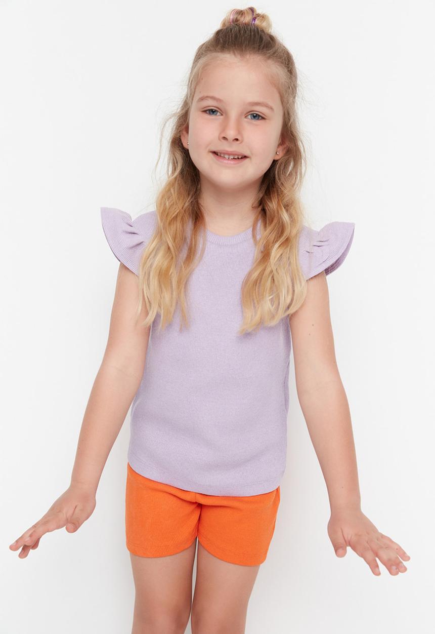 Trendyol - Girls shoulder frill blouse - lilac