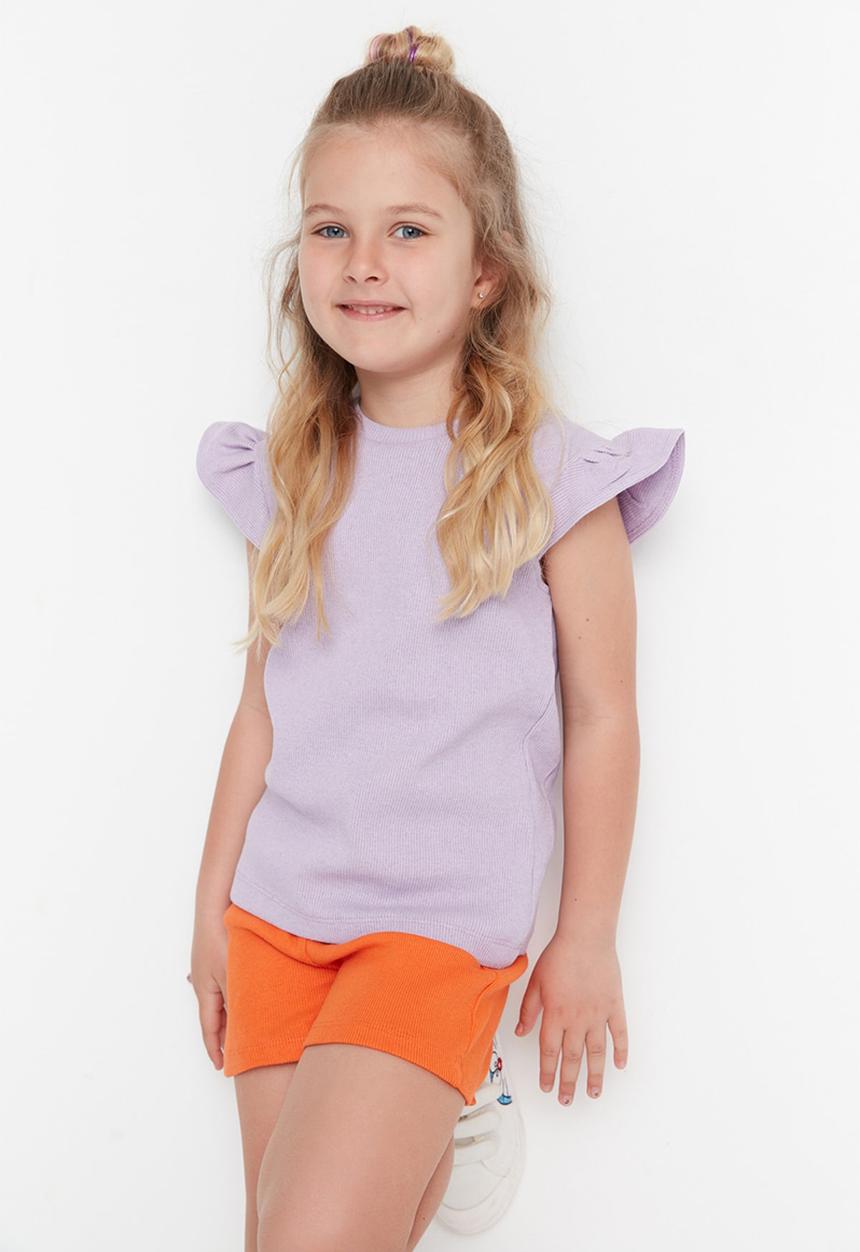 Trendyol - Girls shoulder frill blouse - lilac