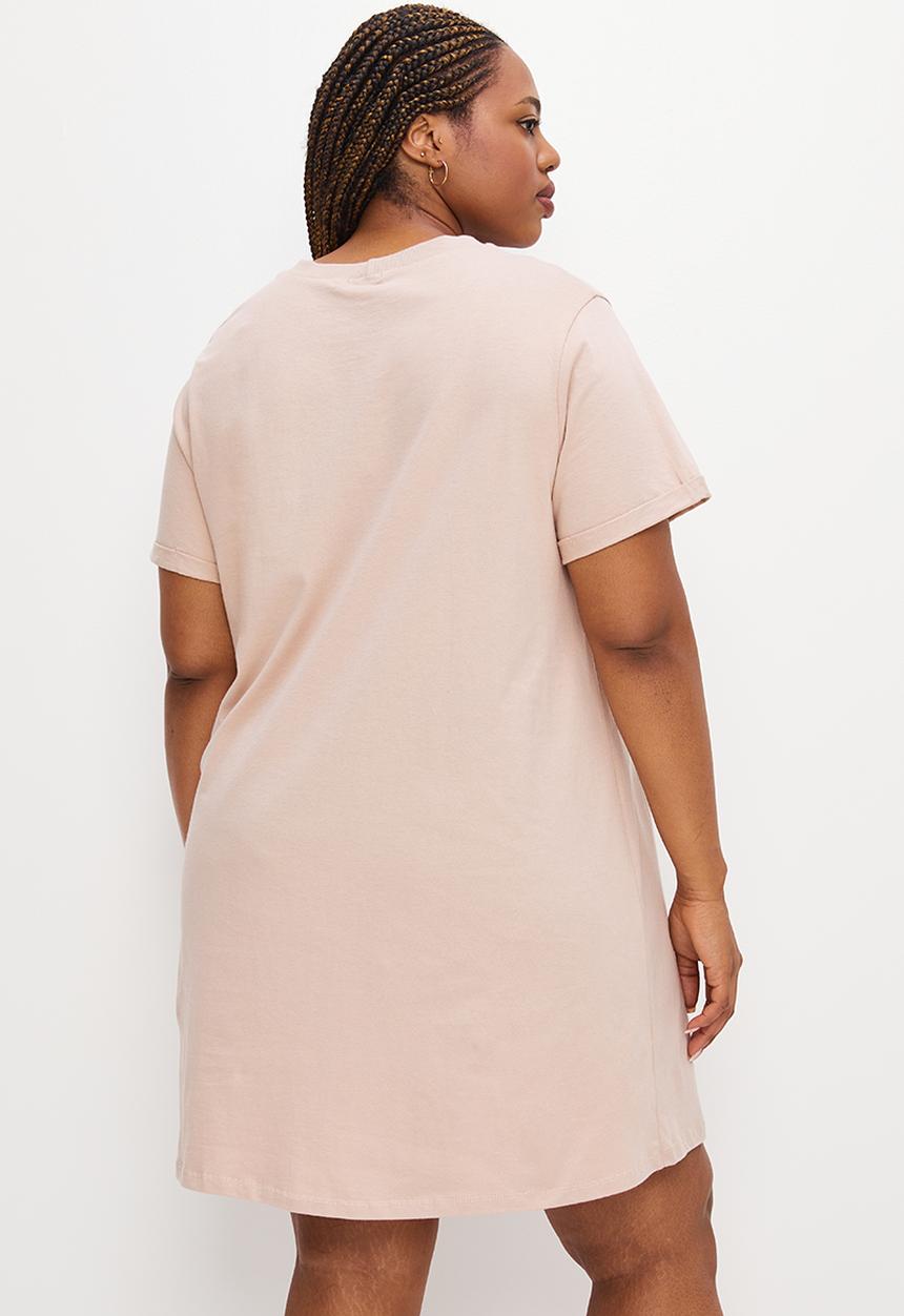 Blake - Plus mini T-shirt dress - stone