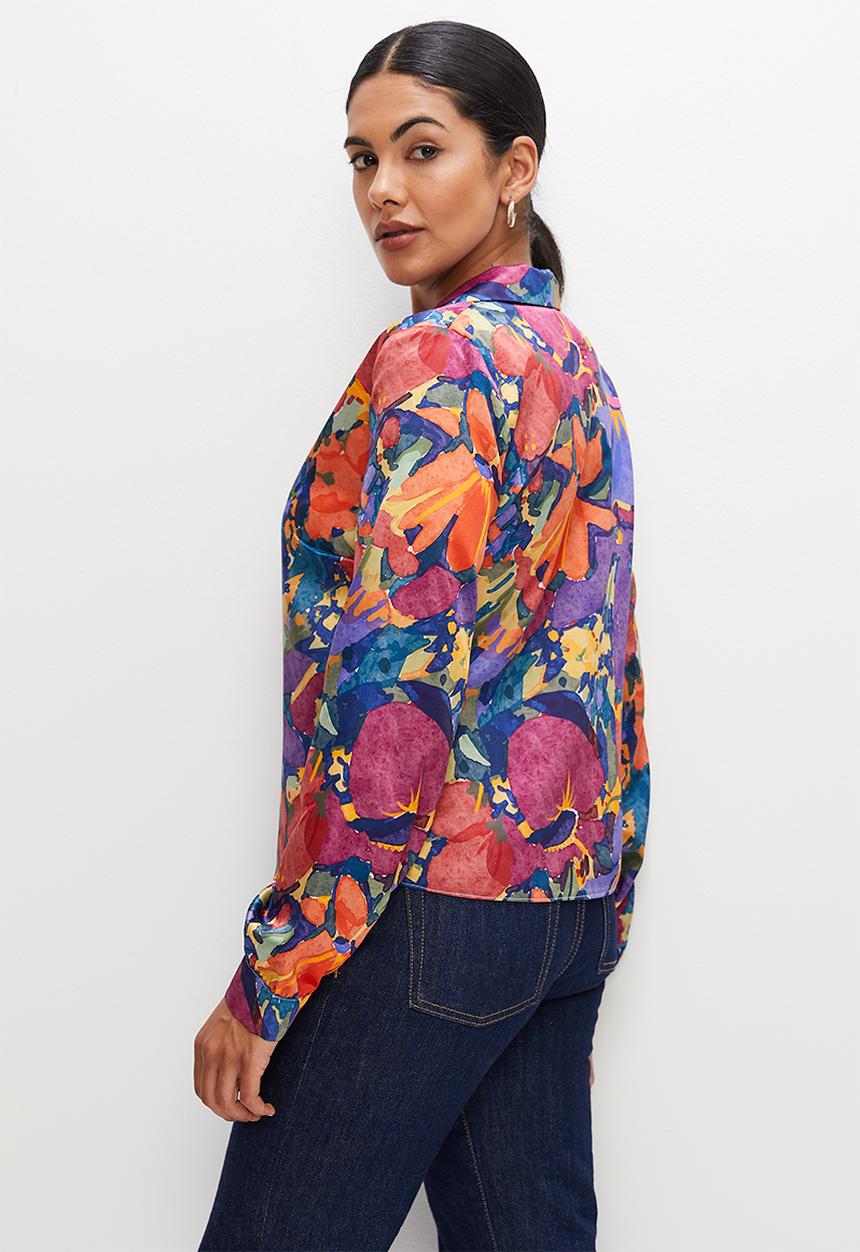 edit - Satin floral shirt - multi