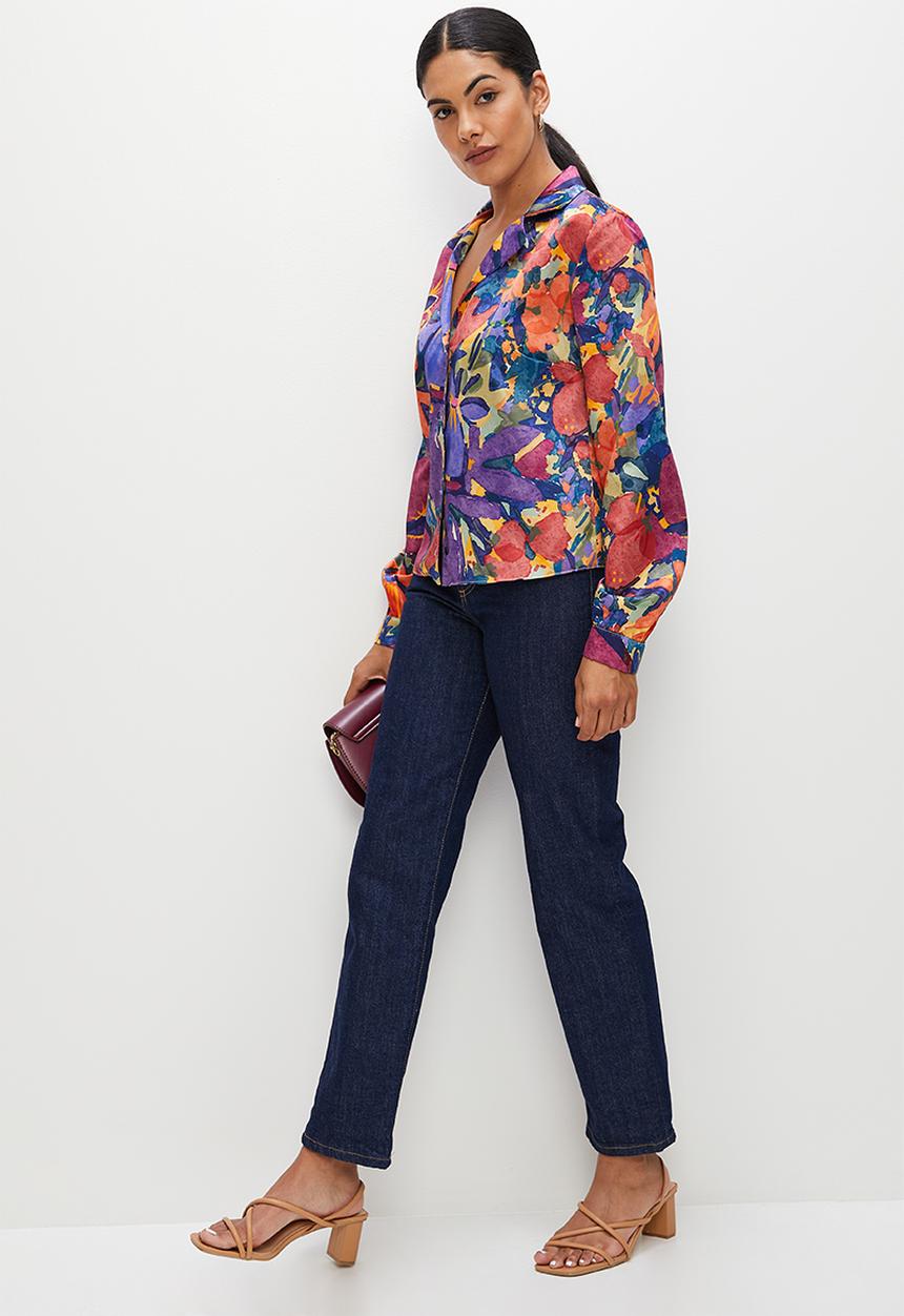 edit - Satin floral shirt - multi