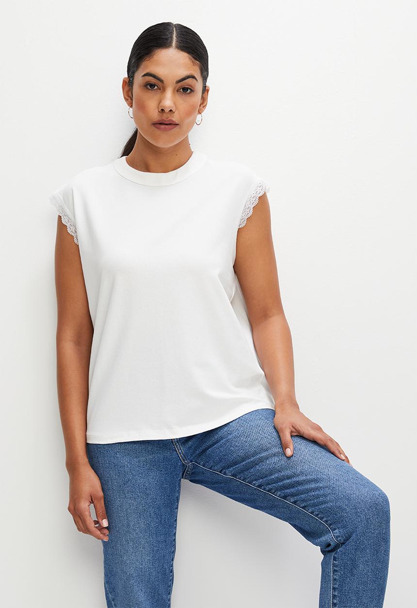 edit - Lace trim grownon tee - milk