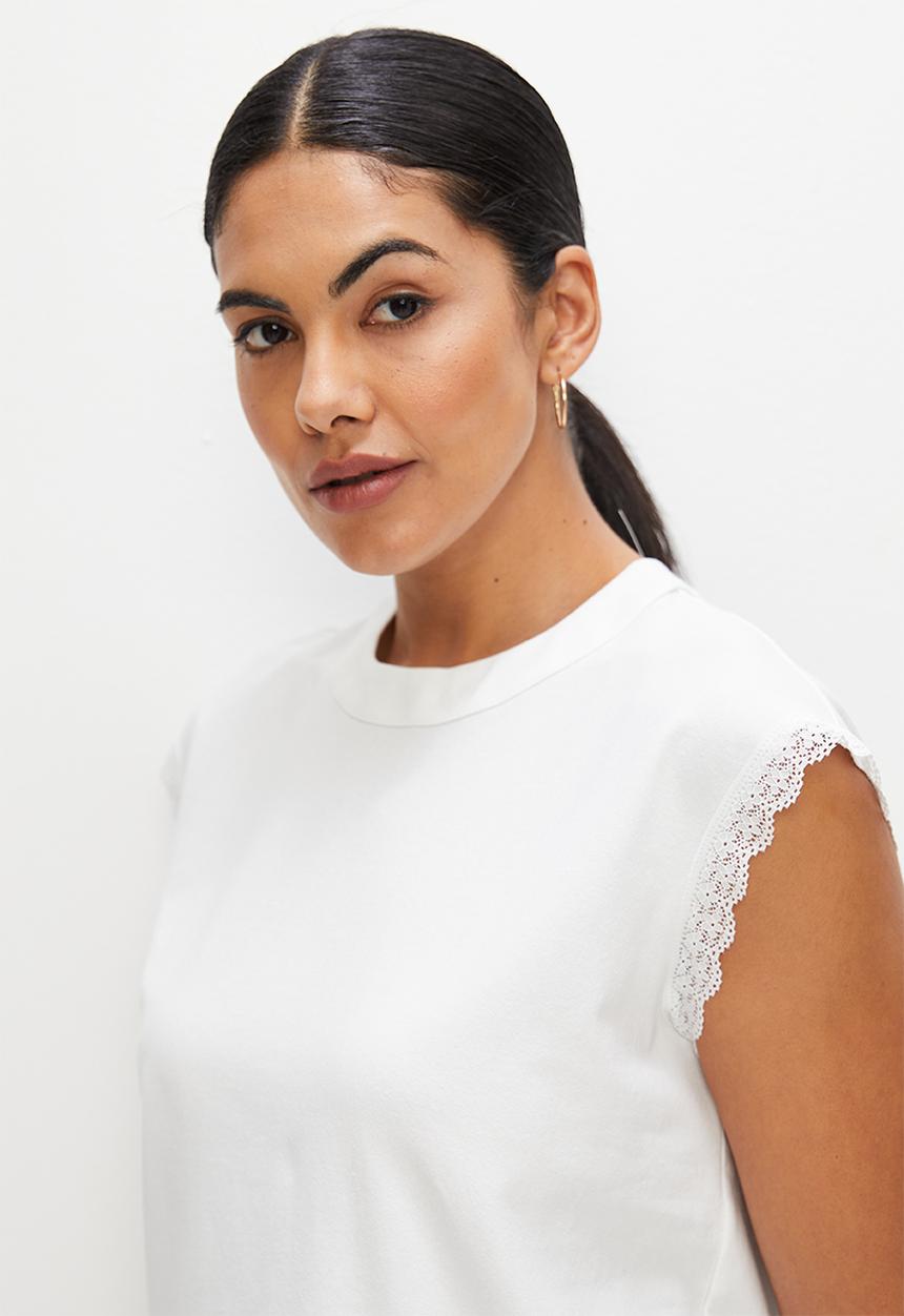 edit - Lace trim grownon tee - milk