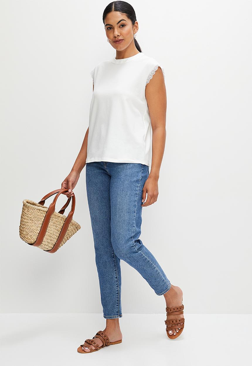 edit - Lace trim grownon tee - milk