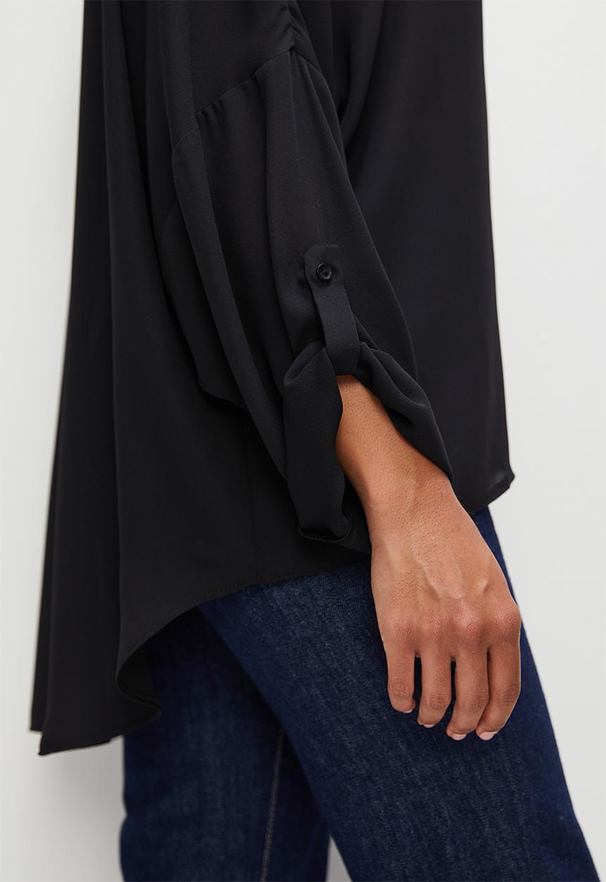 edit - Hi low voile shirt - black