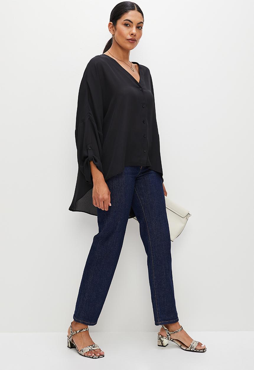 edit - Hi low voile shirt - black