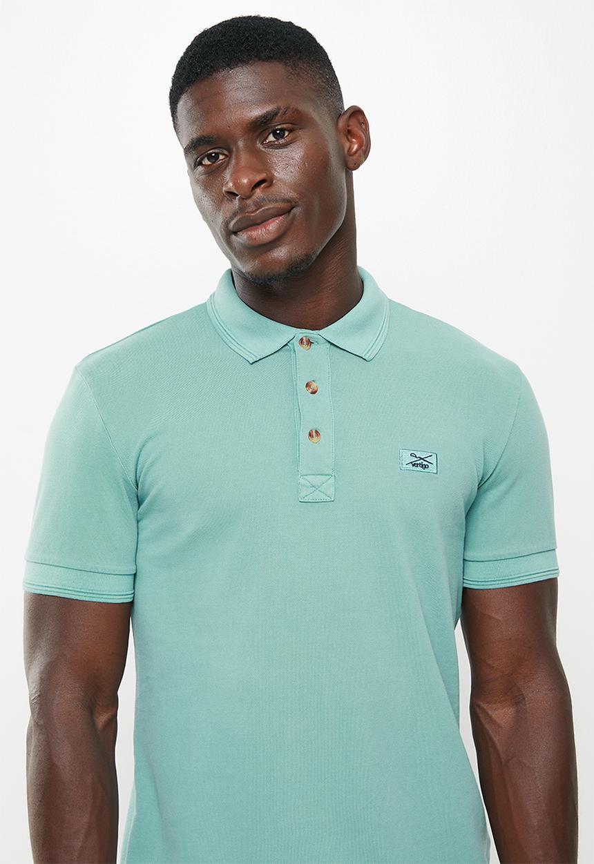 Vertigo - Vertigo badge embroidery pigment dyed  golfer - mineral blue