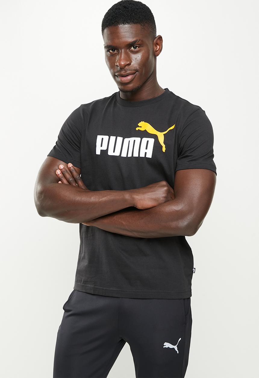 PUMA - Ess+ 2 col logo tee - puma black/tangerine