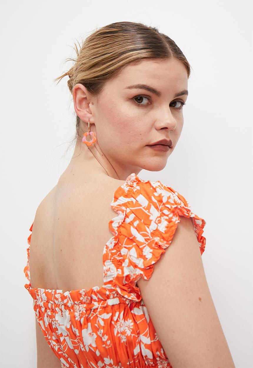 Blake - Co ord printed peasant top - orange floral