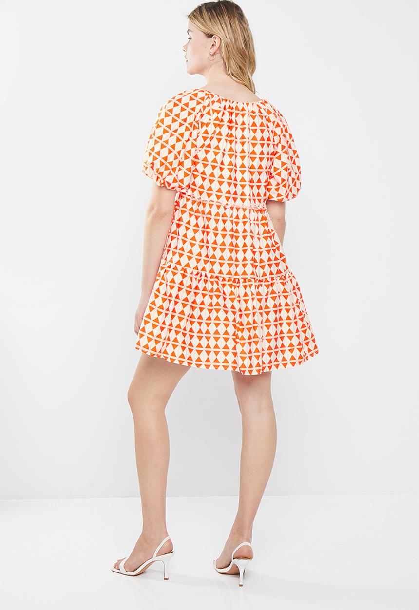 Glamorous - Ladies dress - orange diamond geo