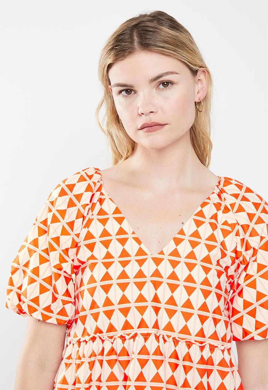 Glamorous - Ladies dress - orange diamond geo